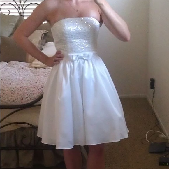 Betsey Johnson white sequin sateen dress