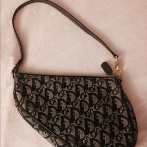 DIOR Blue Canvas Monogram Saddle Bag