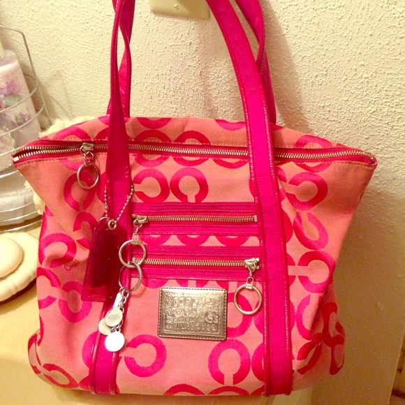 Hot pink Coach handbag