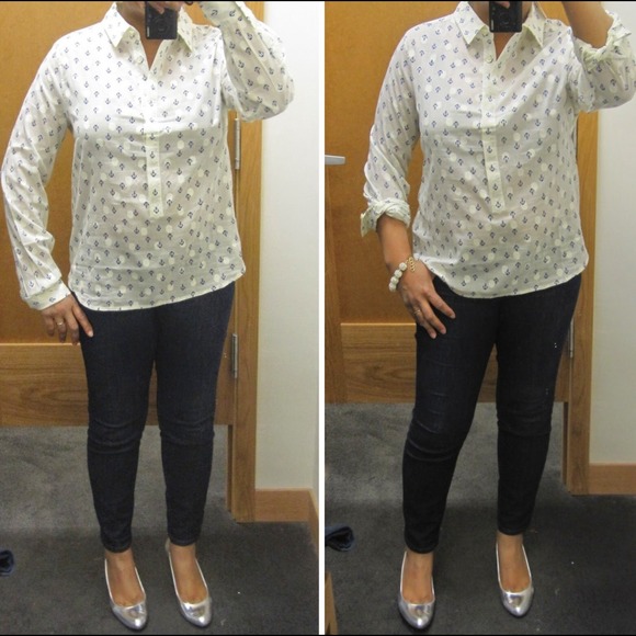 BUNDLED! 💚 j. crew // anchor jacquard dot popover - Picture 2 of 3