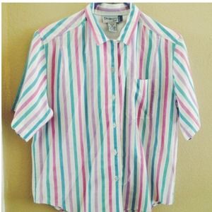 Vintage pastel pin-striped button up