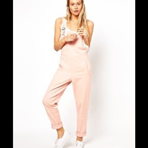 light pink dungarees