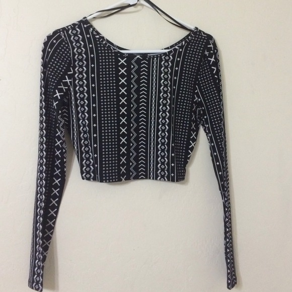 Tribal Long Sleeve Crop Top