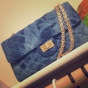 Denim flap bag