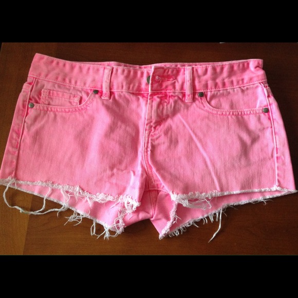 VS PINK Neon pink denim shorts