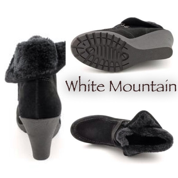 NEW WHITE MOUNTAIN suede leather ankle boots black - Picture 2 of 4