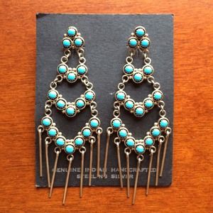 Native made real turquoise/sterling silver earring