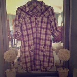 Plaid tunic dress. Light weight versatile outfit