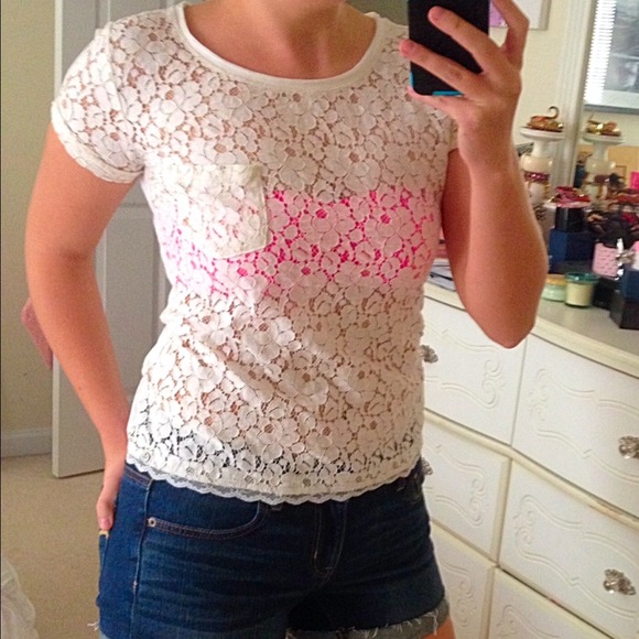 White lace-front A&F tee, never been worn.