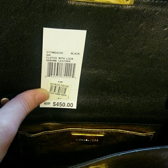 Michael Kors (Gia) black clutch with lock - Picture 2 of 2