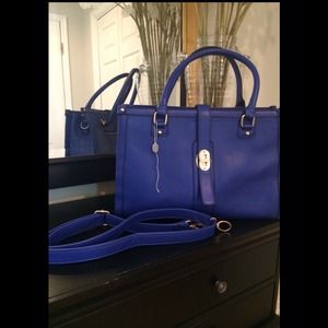 Bright blue large handbag