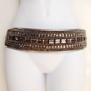 Anthropologie Grey Jewel Stretchy Belt S