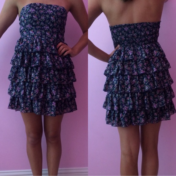 Strapless Floral Dress