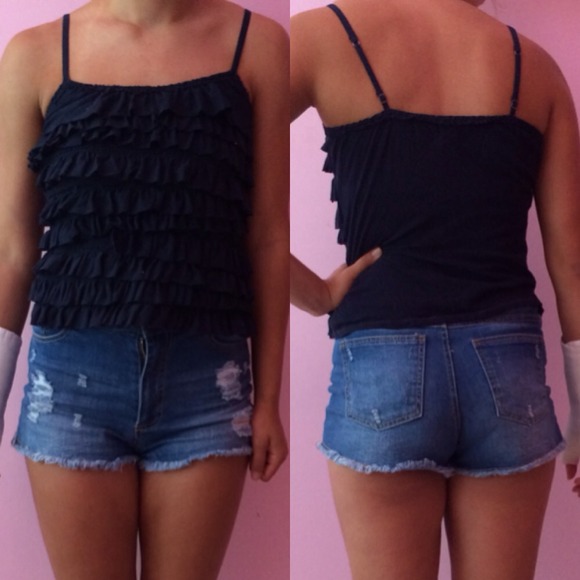 Navy Blue ruffle Top