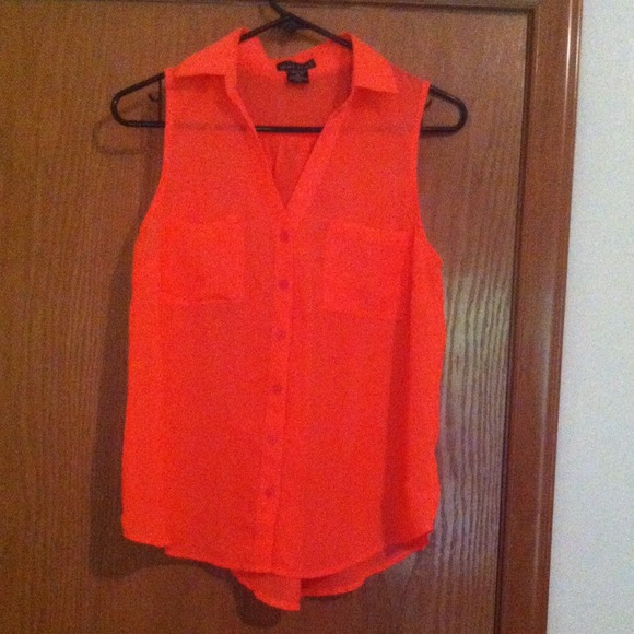Neon coral sheer tank