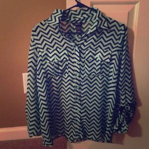 Chevron chiffon button up