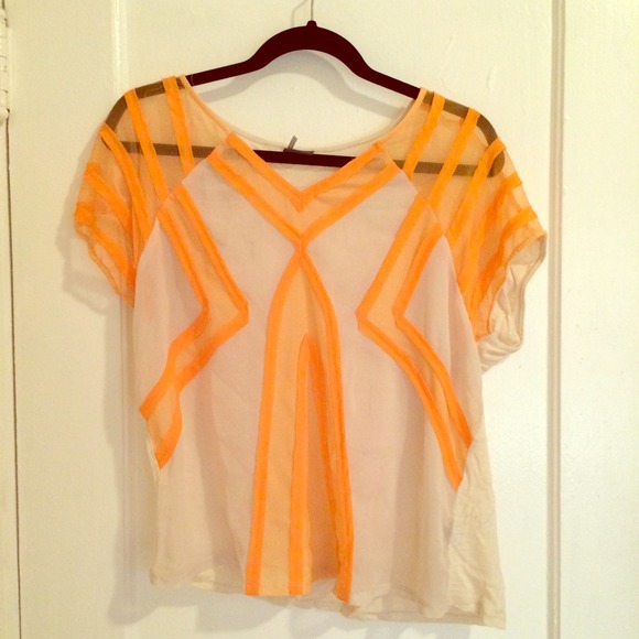 Geometric Cutout Orange shirt