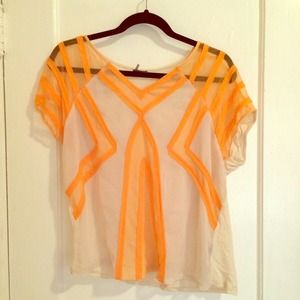 Geometric Cutout Orange shirt