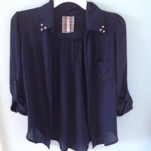 Dark Blue Blouse and F21 Red Shorts.