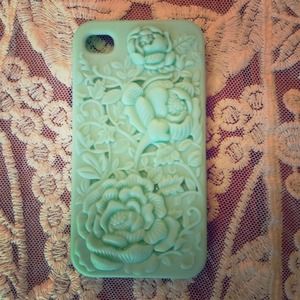 PacSun iPhone 4S Mint Rose Rubber Case
