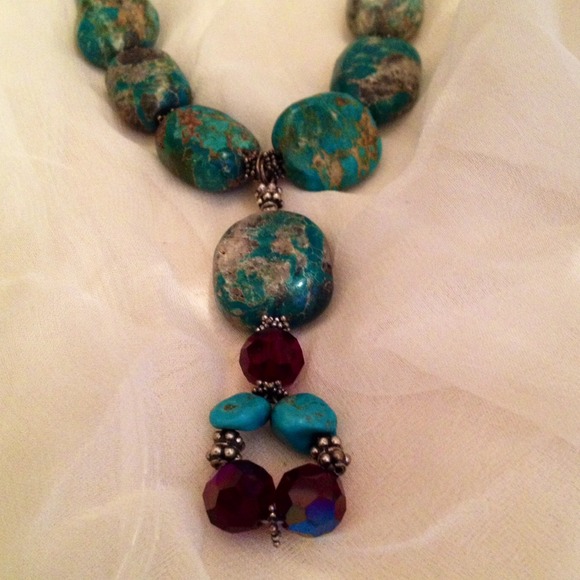Jewelry set turquoise and crystal "Reduced" - Picture 2 of 4
