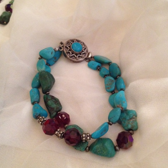 Jewelry set turquoise and crystal "Reduced" - Picture 3 of 4