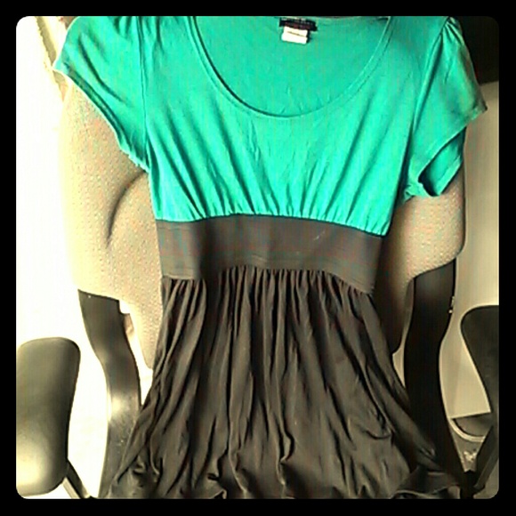 Teal Dress Shirt with Elastic Waist
