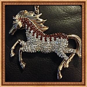 18k YGP Austrian Crystal Horse Keychain