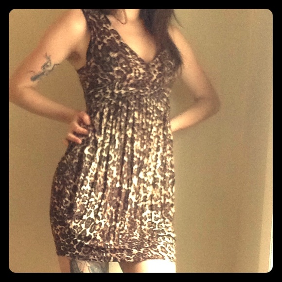 Leopard print jersey dress