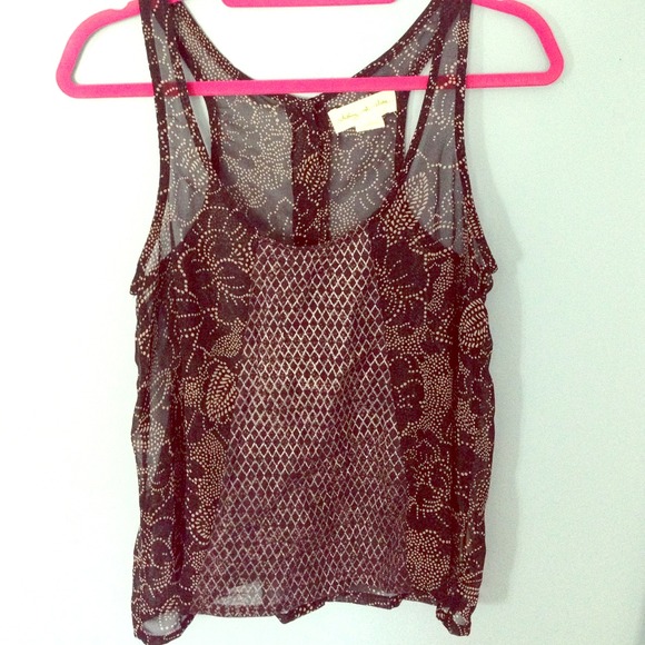 Sheer tank top black and silver