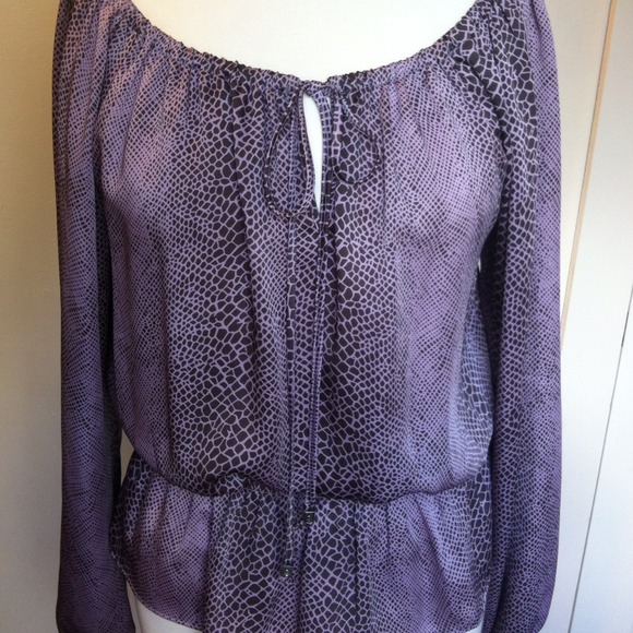 Michael Kors Off The Shoulder Lavender Print Satin
