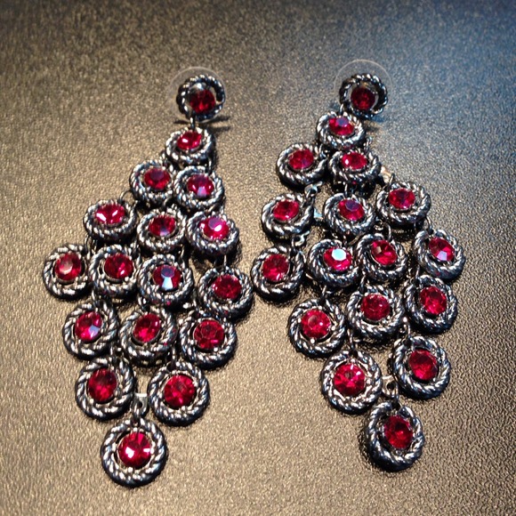 Ruby Inspired Drop Earrings