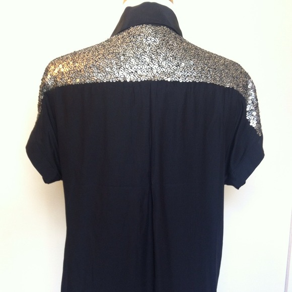 Sold Elizabeth and James Metal Sequin/Black Silk - Picture 3 of 4