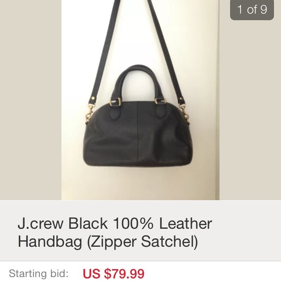 J.crew BLACK LEATHER ZIPPER BAG