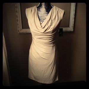 Taupe/gold shimmer dress.