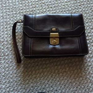 Brown genuine leather European men purse