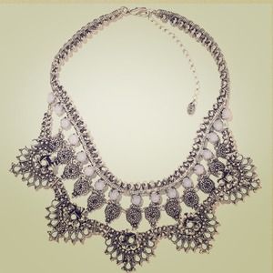 ZARA Silver and Moonstone Bib necklace!