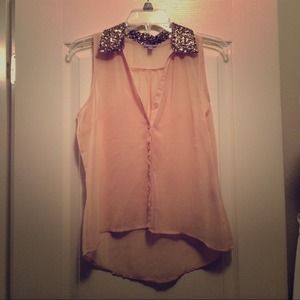 Charlotte Russe sheer shirt with glitter collar