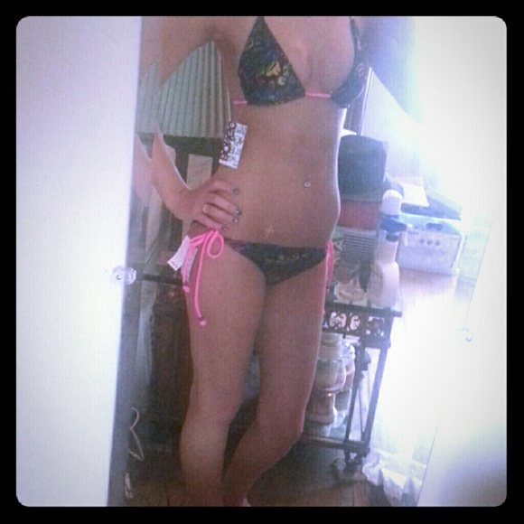 Rainbow cheetah print bikini with chain T- back