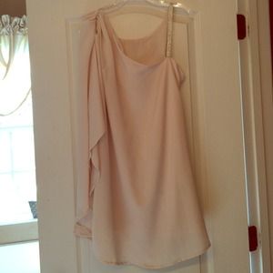 Cream cocktail dress with rhinestone strap