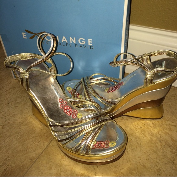 metallic multi color sandals by charles david - Picture 2 of 4