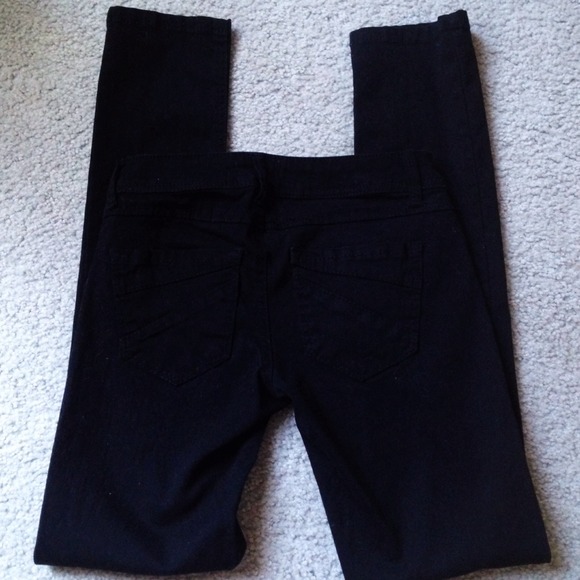 Black Cotton Denim Skinny Jeans - Picture 3 of 4