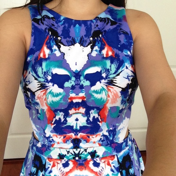nicole by nicole miller Dresses - Blue mirror print cut out dress nicole by nicole miller Dresses - Blue mirror print cut out dress