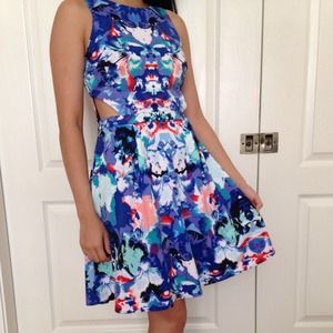 nicole by nicole miller Dresses - Blue mirror print cut out dress nicole by nicole miller Dresses - Blue mirror print cut out dress