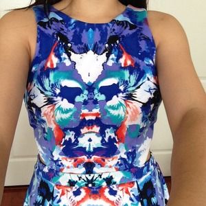 nicole by nicole miller Dresses - Blue mirror print cut out dress nicole by nicole miller Dresses - Blue mirror print cut out dress