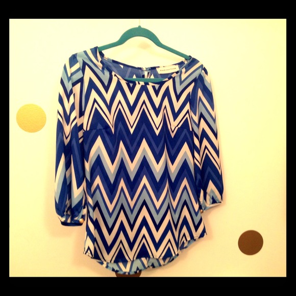 Chevron Blouse with Anchor Buttons -Never Worn
