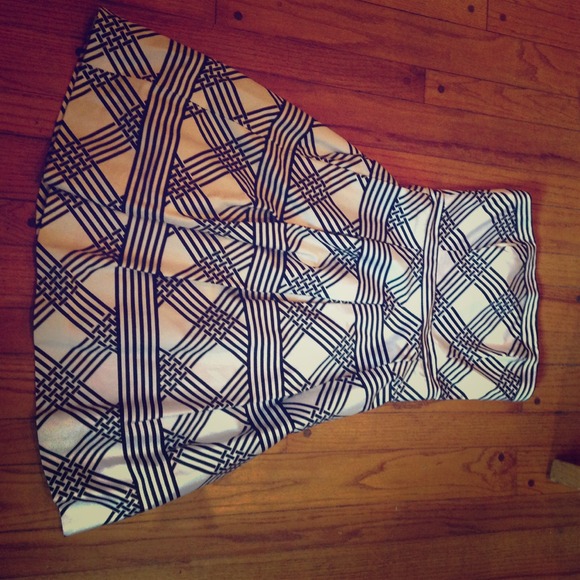 White House black market strapless lattice dress