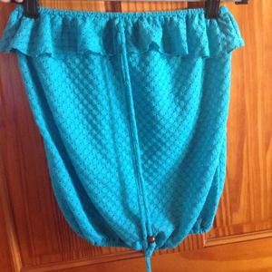 Light blue strapless top