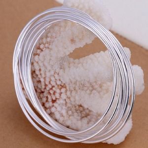 Sterling Solid Silver 10 Circle Bracelet Bangle