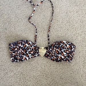 LEOPARD PRINT HALTER BIKINI TOP